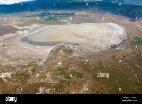 Ngorongoro crater with Lake Magadi, aerial view, Arusha region ...