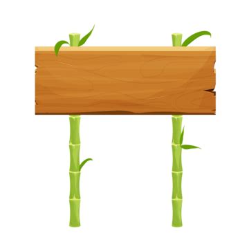 Bamboo Sticks Clipart Hd PNG, Wooden Sign With Green Bamboo Sticks With ...