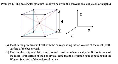 Solved Problem 1. The bcc crystal structure is shown below | Chegg.com