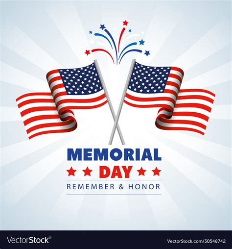 Memorial day with decoration flags usa Royalty Free Vector