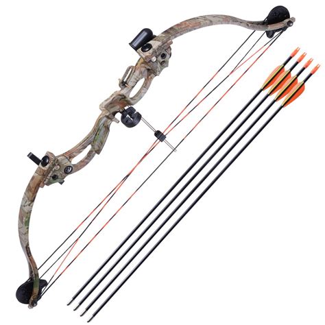 34" Junior Compound Bow Kit w/ 4pcs 28" Arrow Set Youth Archery Draw Weight 20lbs Hobby Right ...