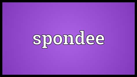 Spondee Meaning - YouTube