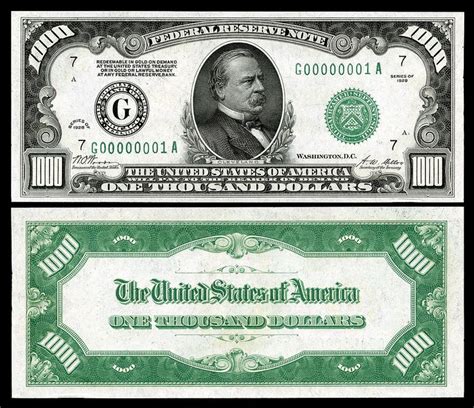 Large denominations of United States currency | Thousand dollar bill, 1000 dollar bill, Rare ...