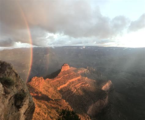 Double rainbow at sunrise over South Kaibab [4784 x 3966] [OC] : EarthPorn