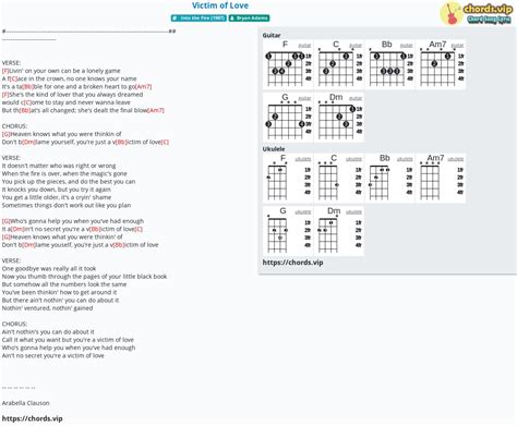 Chord: Victim of Love - Bryan Adams - tab, song lyric, sheet, guitar, ukulele | chords.vip