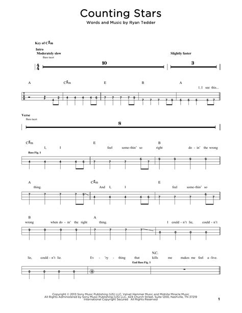 Counting Stars by OneRepublic - Easy Bass Tab - Guitar Instructor