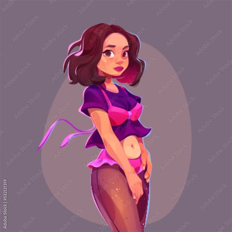 Pretty girl, fashion and beauty model. Vector cartoon illustration of ...