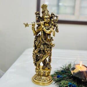 Brass Krishna Statue, Krishna Statue for Home Decor, Corner Table Decor ...