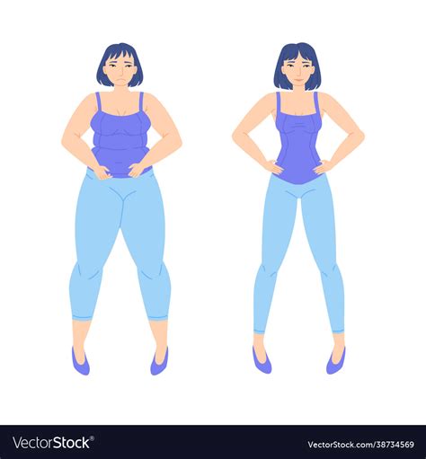 Weight loss concept before and after slimming Vector Image