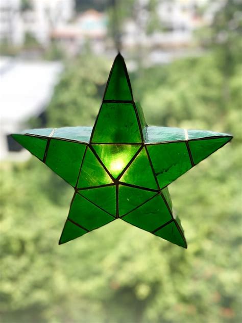 Capiz Star Lantern Parol 12″ (Green) – Filshopper Singapore