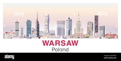 Warsaw skyline in bright color palette vector poster Stock Vector Image & Art - Alamy