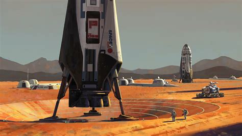 SpaceX ITS spaceships at Mars Base Alpha by Maciej Rebisz | human Mars