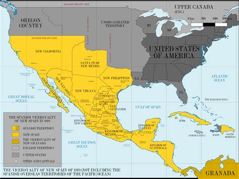 New Spain after the Adams-Onis Treaty of 1819 (not including the island ...