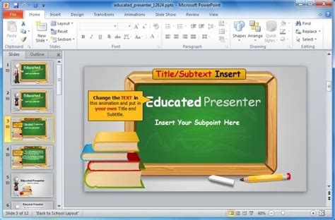 Animated Blackboard Template For Educational PowerPoint Presentations