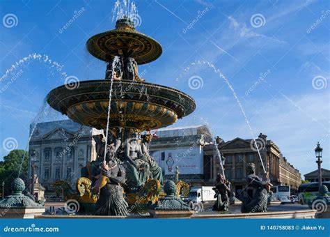 Sculptures and Fountains in the Plaza DE Paris, France Editorial Stock ...