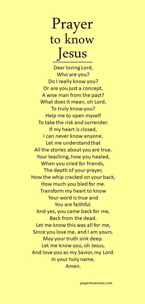 Prayer to know Jesus | Prayer For Anxiety