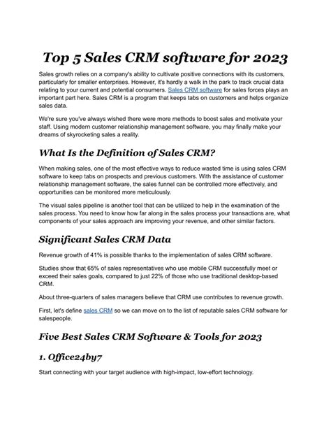 PPT - Top 5 Sales CRM software for 2023. PowerPoint Presentation, free ...