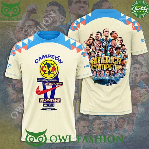 Club America Campeon 2023 3D Liga MX printed shirt - Owl Fashion Shop