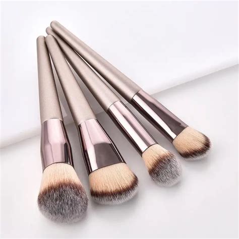 Professional 4pcs Champagne Gold Makeup Brushes Sets Cosmetic Brush Face Eyebrow Lip Blush ...