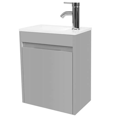 eclife 16 in. W x 9.8 in. D x 20.3 in. H Wall-Mounted Bathroom Vanity Set in Gray with Resin ...