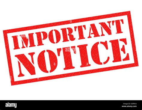 IMPORTANT NOTICE red Rubber Stamp over a white background Stock Photo ...