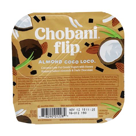 Chobani Almond Coco Loco Nutrition - Nutrition Pics