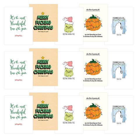 Sarcastic Christmas Cards 15 Pack (3x of each design) – Big Moods