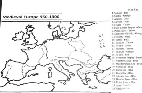 Medieval Europe About 1300 Map - Printable Online