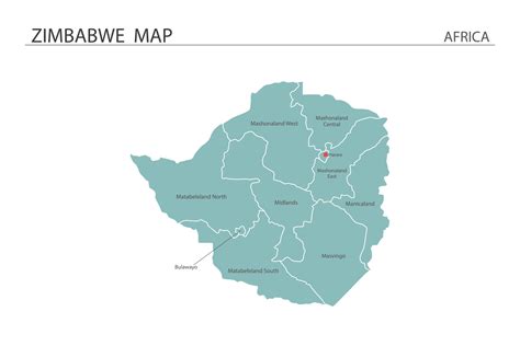 Zimbabwe map vector illustration on white background. Map have all ...