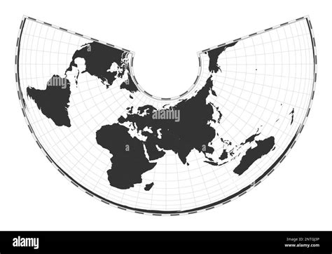 Vector world map. Albers equal-area conic projection. Plain world geographical map with latitude ...