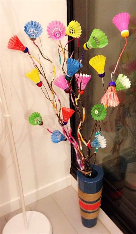 Best Out Of Waste: 40 Shuttlecock Craft Ideas | Shell crafts diy, Craft from waste material, Diy ...