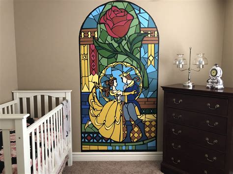 Beauty and the beast mural painted by me in our nursery # ...