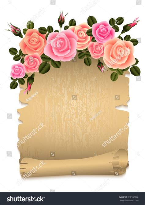 Roses Border Old Paper Scroll Stock Vector (Royalty Free) 380532226 ...