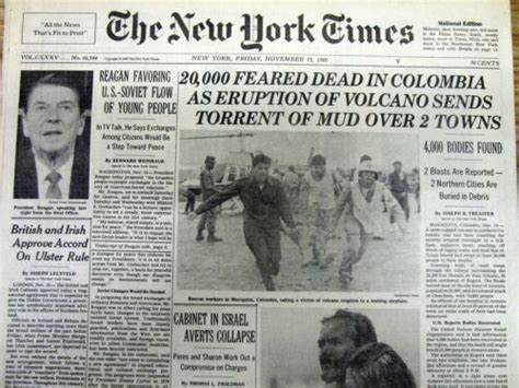 1985 NY Times ARMERO TRAGEDY VOLCANO DISASTER kills 23,000 COLUMBIA So America | eBay