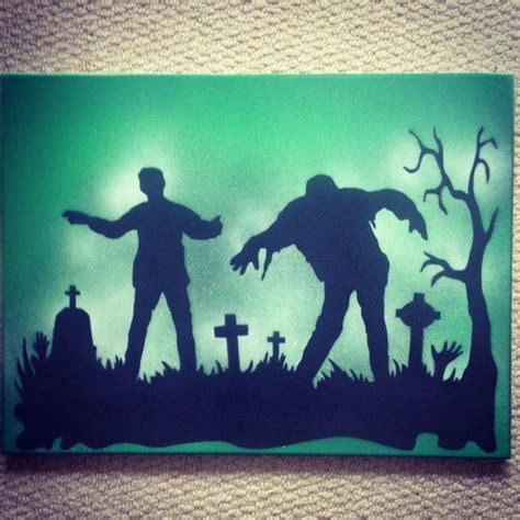 Zombies Hand painted zombie painting. Halloween. Spray