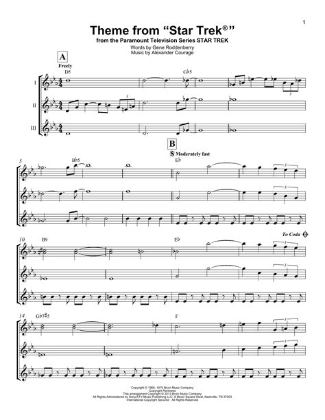 Theme From Star Trek Sheet Music | Alexander Courage | Ukulele Ensemble