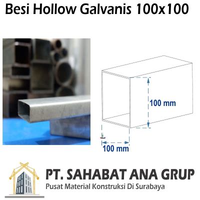 Besi Hollow Galvanis 100x100 mm - PT Sahabat Ana Grup