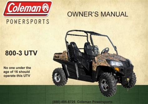 Coleman Outfitter 800-3 Owner's Manual - Coleman - UTV BOARD