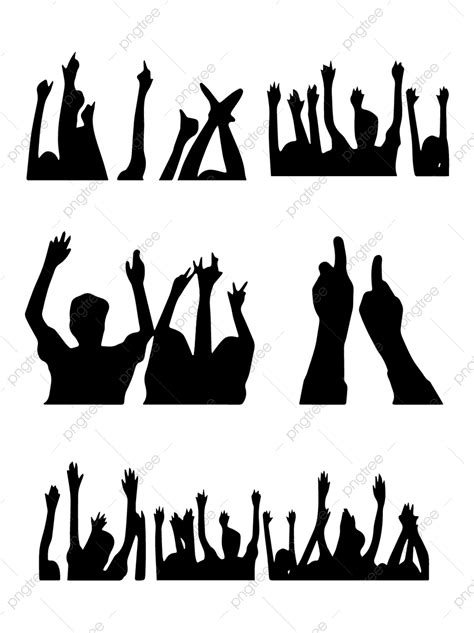 Cheerful Crowd Silhouette PNG Transparent, Silhouette Of Passionate Carnival Crowd Hand Material ...