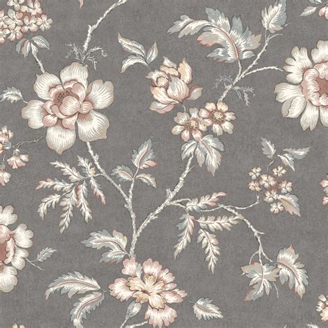 Borastapeter Wallpaper - Camille - White & Dark Grey | Floral wallpaper ...