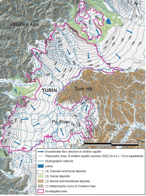 Geo-hydrological map of the area investigated. | Download Scientific ...