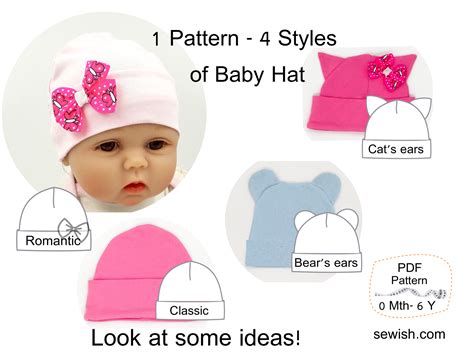 Baby Hat Beanie Sewing Patterns. Sizes NEWBORN - 6 YEARS – SEWish