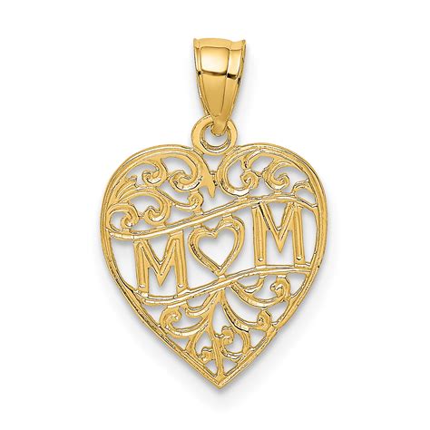 14K MOM in Heart Charm D3940 | eBay