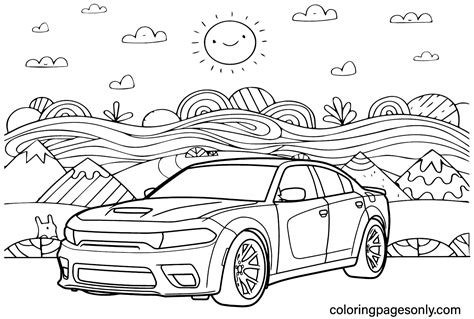 Dodge Challenger Hellcat Coloring Page - Free Printable Coloring Pages