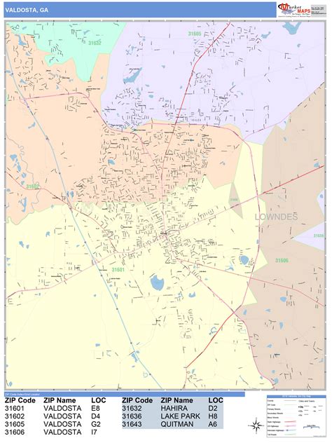 Valdosta Georgia Wall Map (Color Cast Style) by MarketMAPS