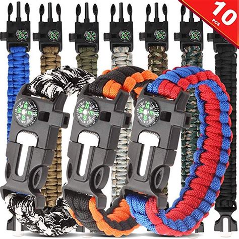 Paracord Bracelet (🏷 Price $19.99 🦌) HNYYZL 10 Pack Paracord Bracelet Kit Outdoor Survival ...