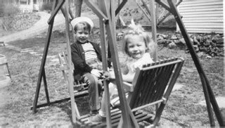 Backyard Swing, 1946 | Me and my sister in a glider swing, K… | Flickr