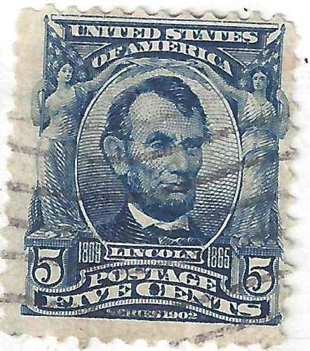 US 1902 Abraham Lincoln 5C Used | Abraham lincoln, Stamp, Lincoln