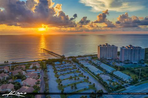 Golden Sunrise Juno Beach Pier Florida Aerial | HDR Photography by ...