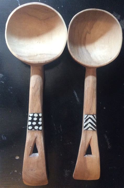 2 sets of Wooden Spoons,Kenyan Spoons,8'' long spoons,Serving spoons,Co - Afrikrea